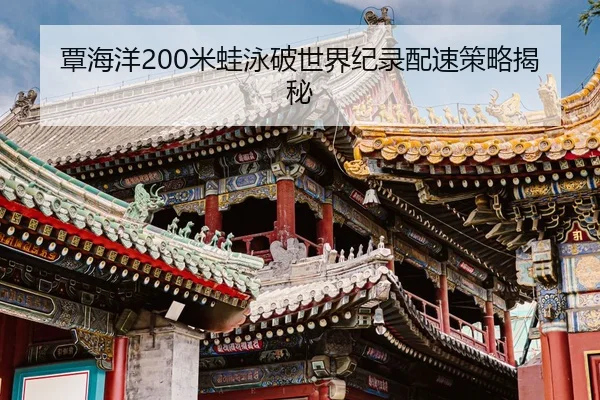 覃海洋200米蛙泳破世界纪录配速策略揭秘